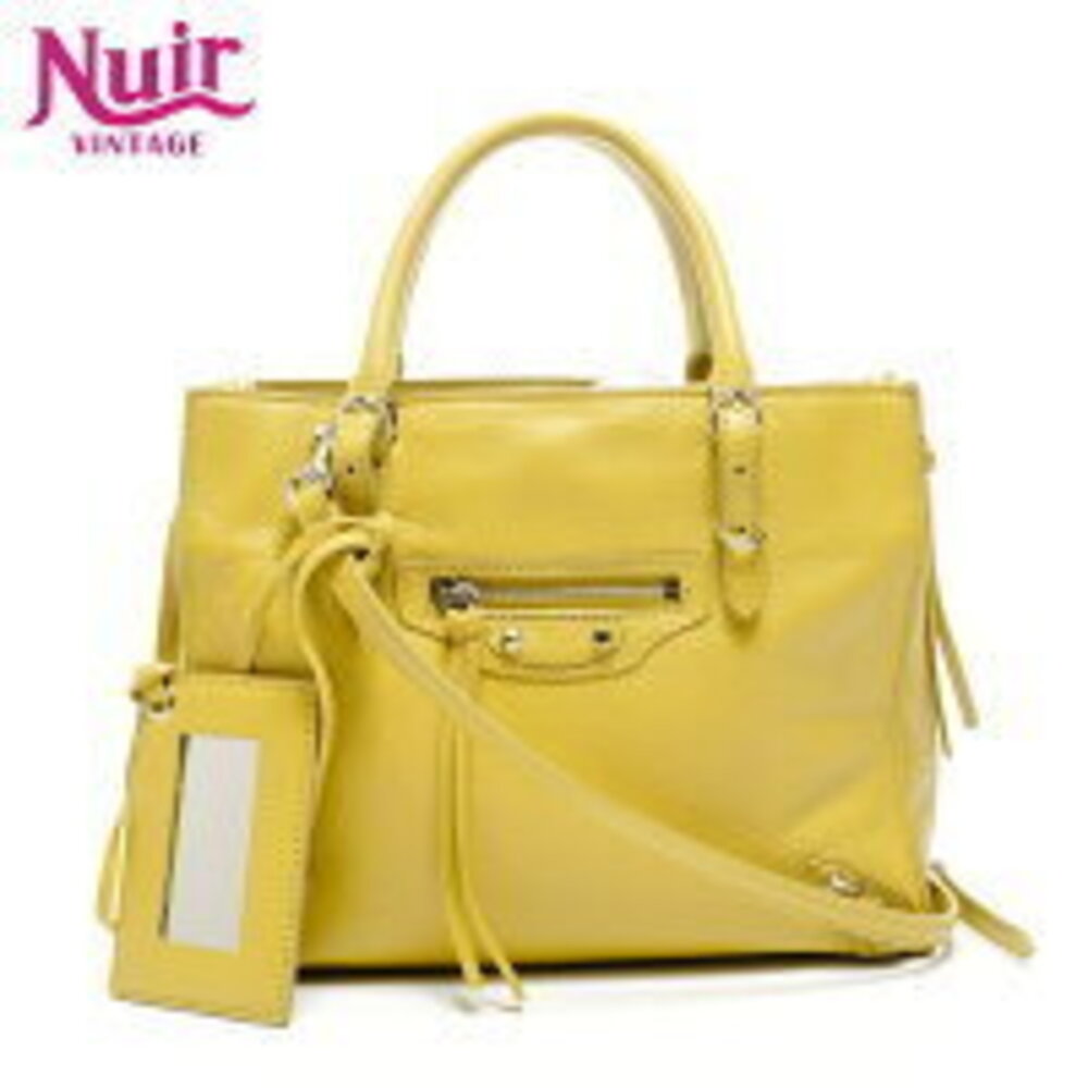 Balenciaga The Paper Leather Shoulder Bag Yellow
